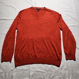 Banana Republic Mens XL V Neck Silk Cotton Cashmere Blend Sweater Orange